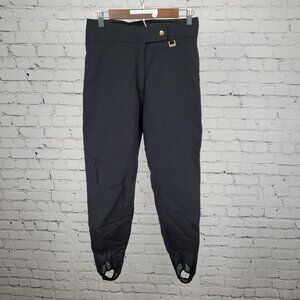 VTG Cobor Schoeller Black Wool Nylon Blend Stirrup Ski Snow Pants 10 (28x23)
